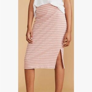 LOFT Lou & Grey Midi Gingham Pencil Skirt with Side Slit - Pink